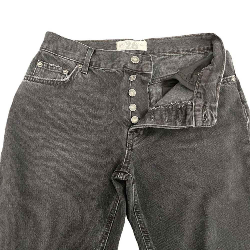 Free People Women's Maggie Mid Rise Straight Black Jeans, Size 26 - Picture 2 of 9